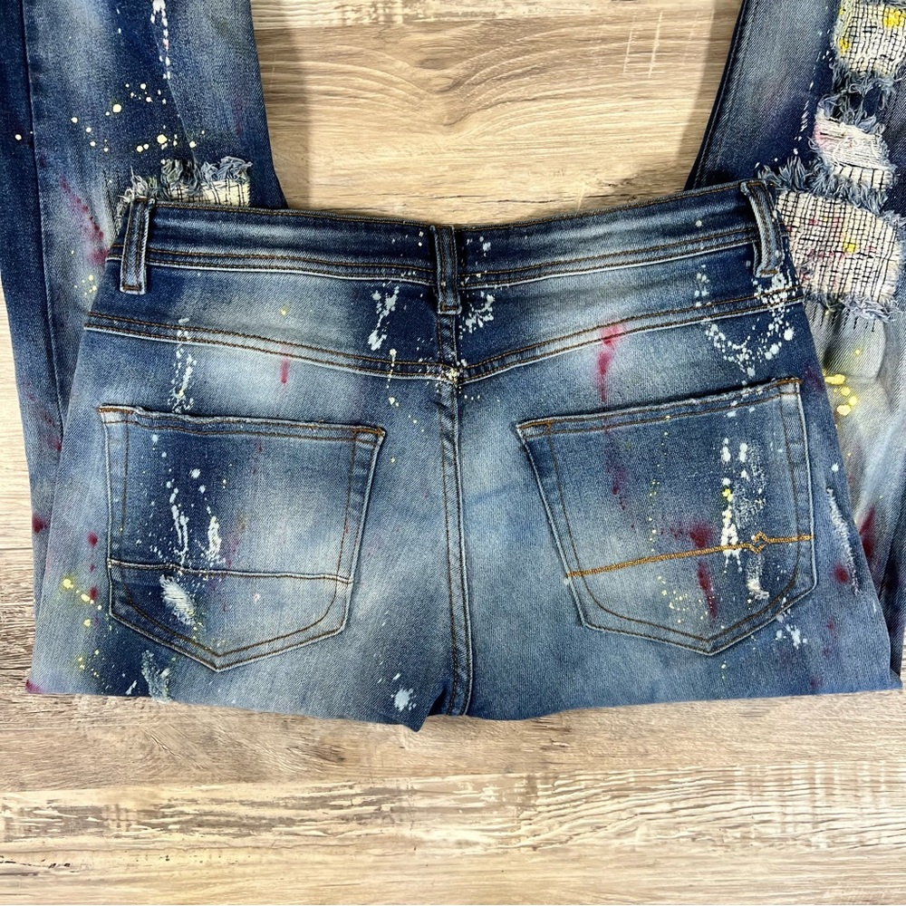 Rockstar Original Graffiti Distressed Stretch Skinny Jean Denim - Size 32 - Picture 4 of 8